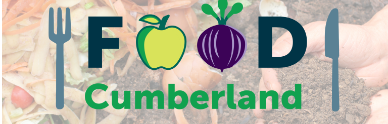 Food Cumberland logo with compost in background